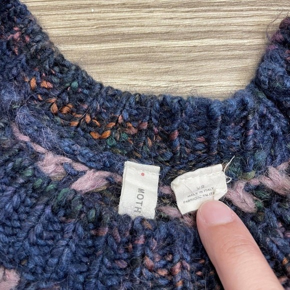 Anthropologie Moth Italy Wool Blend Melange Knit Cropped Pullover Sweater - Picture 10 of 13